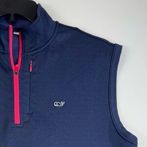Vineyard Vines Vest Navy w/Pink Trim Women's Size Medium